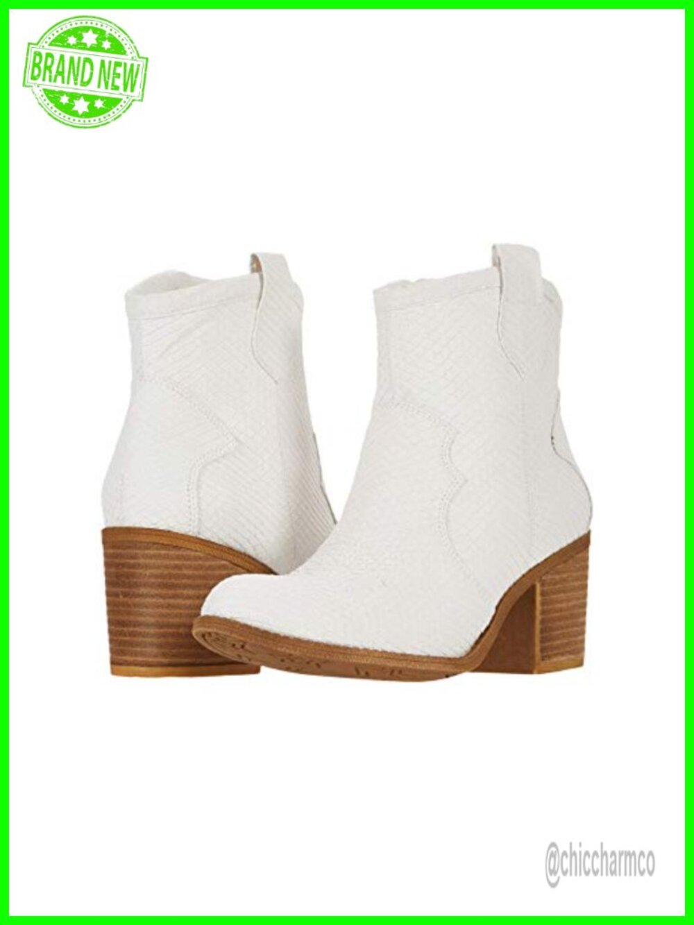 Western Ankle Bootie Stacked Heel Synthetic Rubber Sole Casual